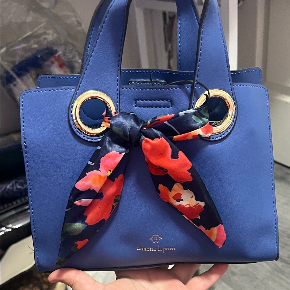 Nanette Lepore Royal Blue Mini Bag with Floral Accent